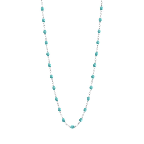 Gigi Clozeau - Collier turquoise vert Classique Gigi, or blanc, 45 cm