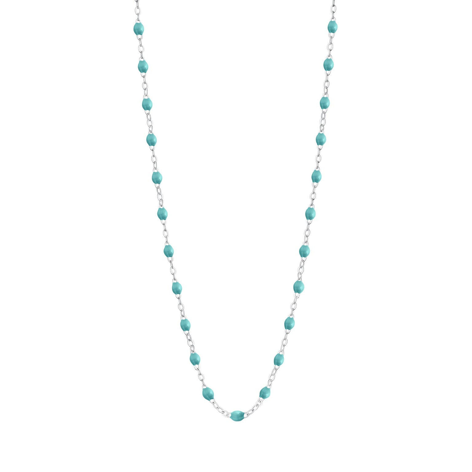 Gigi Clozeau - Collier turquoise vert Classique Gigi, or blanc, 42 cm