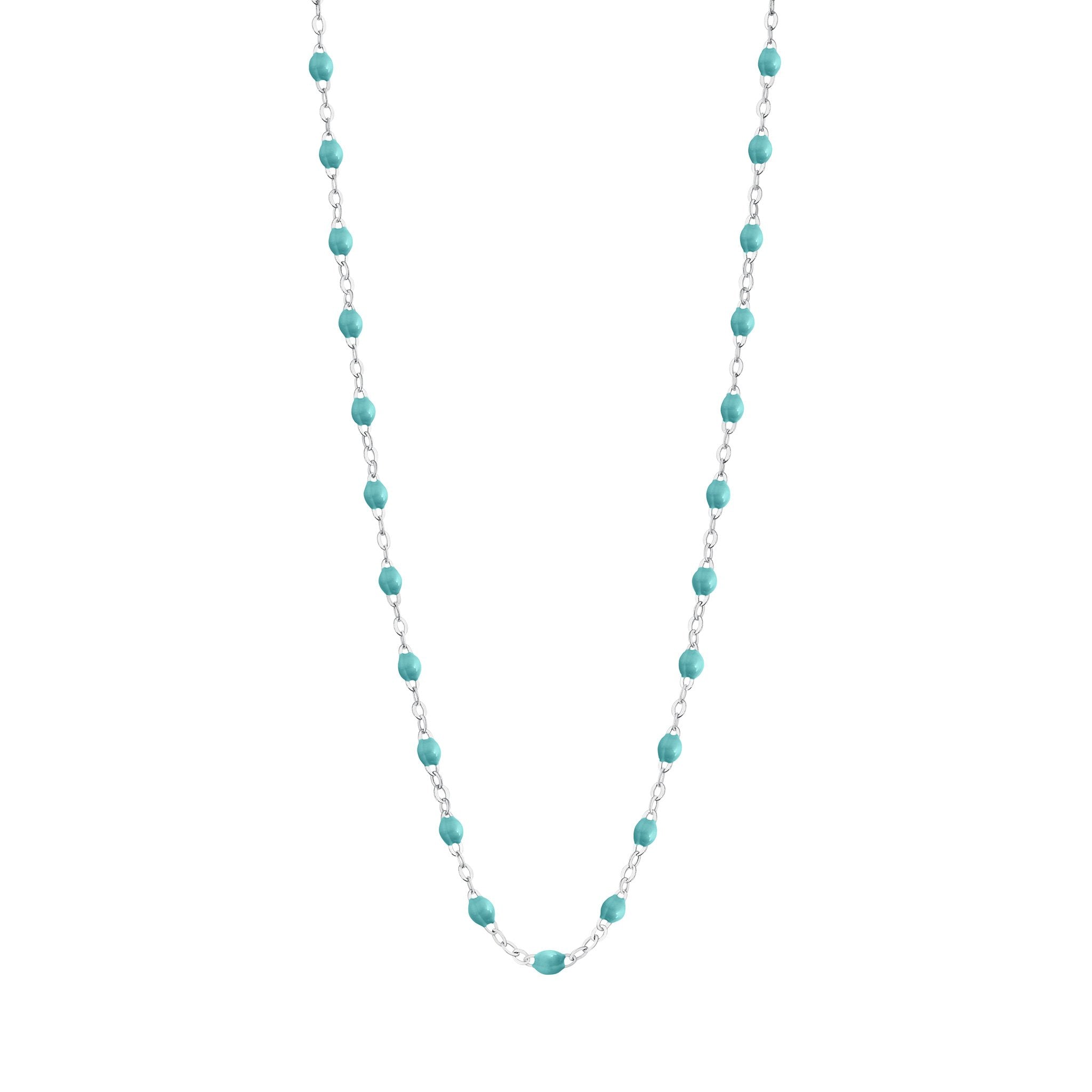 Gigi Clozeau - Collier turquoise vert Classique Gigi, or blanc, 50 cm