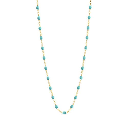Gigi Clozeau - Collier turquoise vert Classique Gigi, or jaune, 42 cm