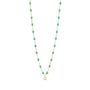 Gigi Clozeau - Collier turquoise vert Gigi Suprême, or jaune, 1 diamant, 42 cm