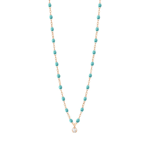 Gigi Clozeau - Collier turquoise vert Gigi Suprême, or rose, 1 diamant, 42 cm