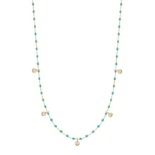 Gigi Clozeau - Collier turquoise vert Mini Gigi, or jaune, 5 diamants, 55 cm