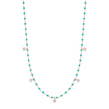 Gigi Clozeau - Collier turquoise vert Mini Gigi, or rose, 5 diamants, 55 cm