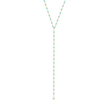 Gigi Clozeau - Collier turquoise vert Mini Gigi party Y, or jaune, 1 diamant, 50 cm