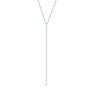Gigi Clozeau - Collier turquoise vert Mini Gigi party Y, or rose, 1 diamant, 50 cm