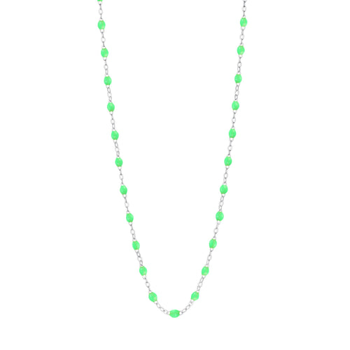 Gigi Clozeau - Collier vert fluo Classique Gigi, or blanc, 42 cm