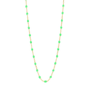 Gigi Clozeau - Collier vert fluo Classique Gigi, or jaune, 45 cm