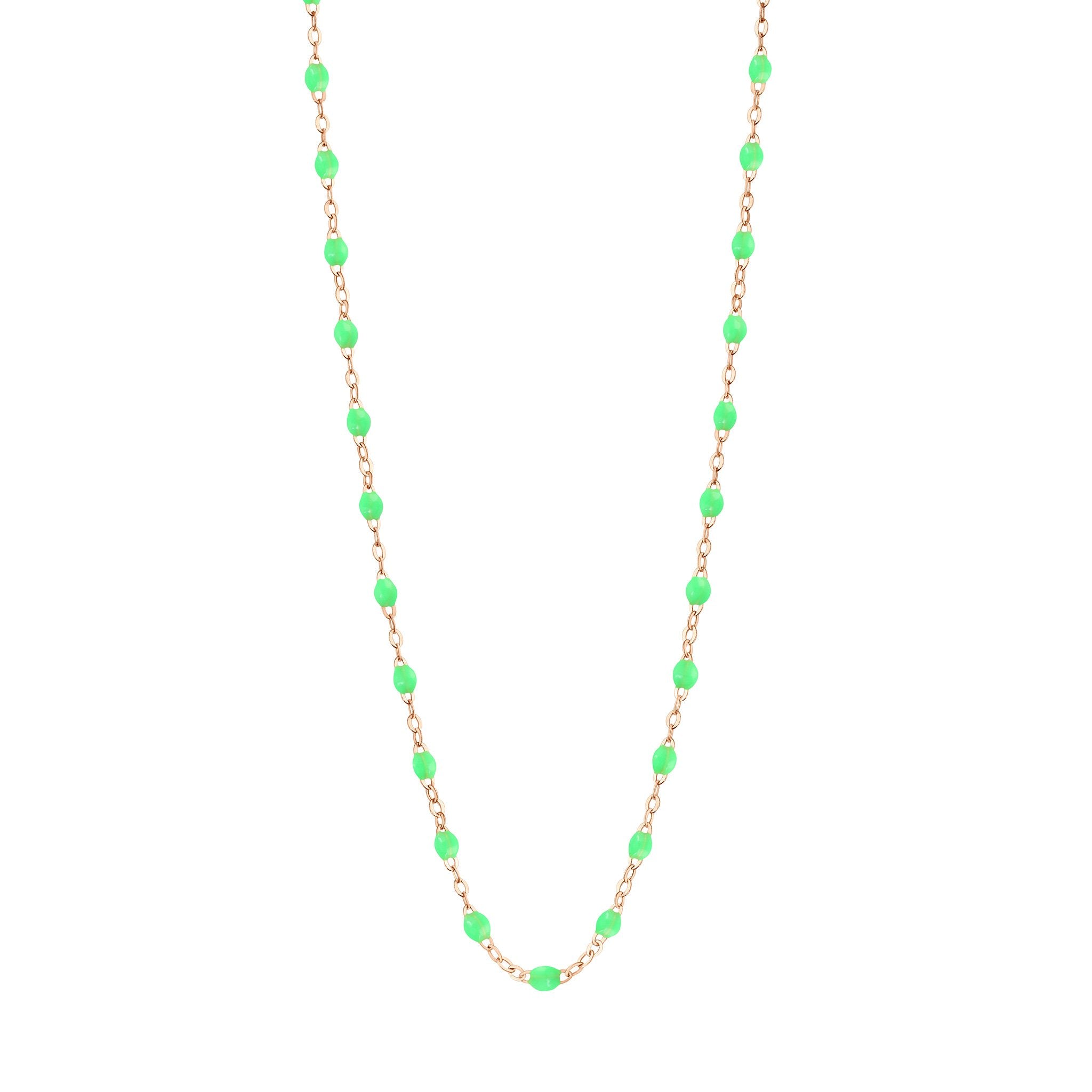 Gigi Clozeau - Collier vert fluo Classique Gigi, or rose, 42 cm