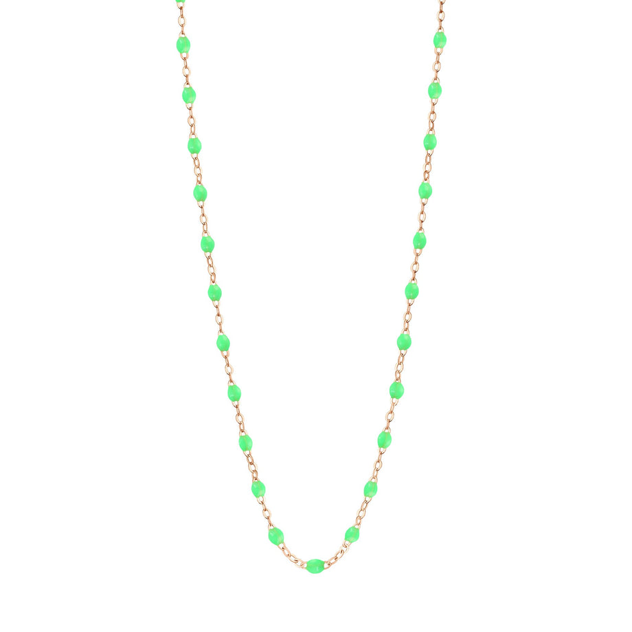 Gigi Clozeau - Collier vert fluo Classique Gigi, or rose, 42 cm