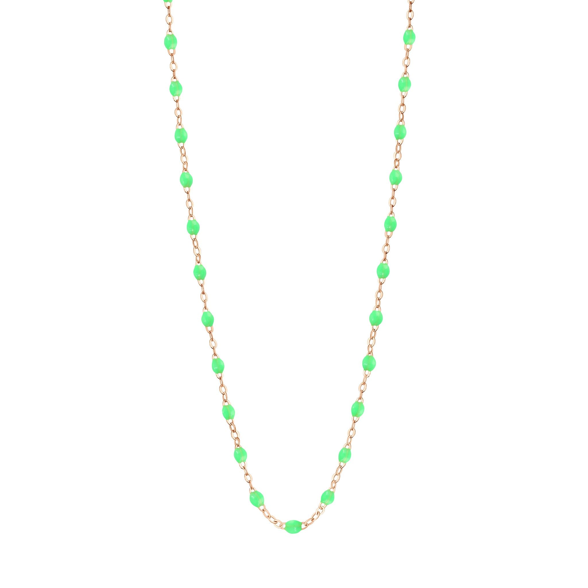 Gigi Clozeau - Collier vert fluo Classique Gigi, or rose, 45 cm