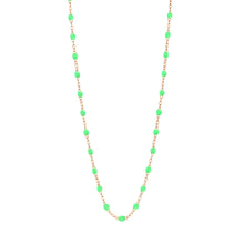 Gigi Clozeau - Collier vert fluo Classique Gigi, or rose, 45 cm