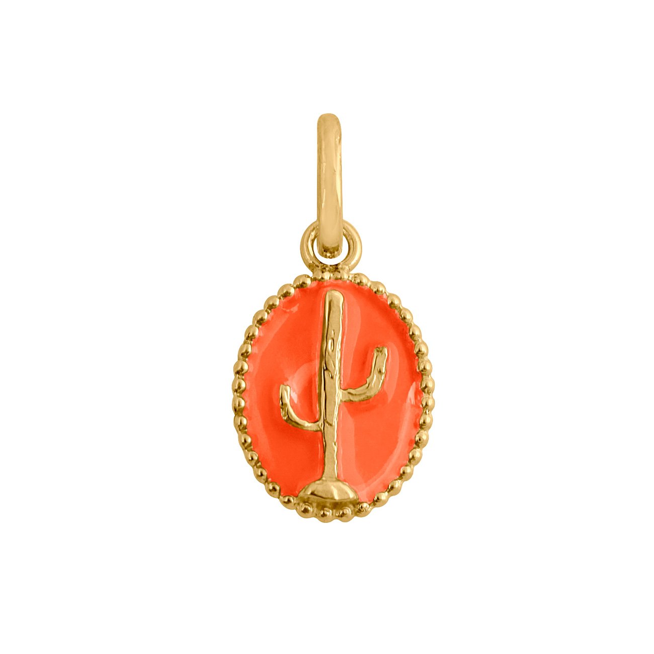 Gigi Clozeau - Pendentif Cactus résine orange fluo, or jaune