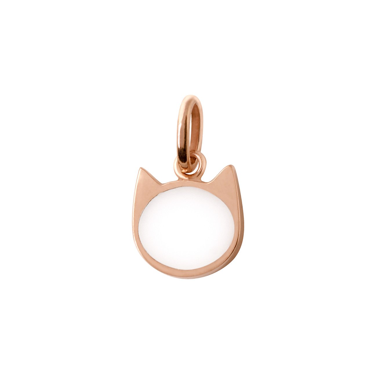 Gigi Clozeau - Pendentif Chat résine blanche, or rose