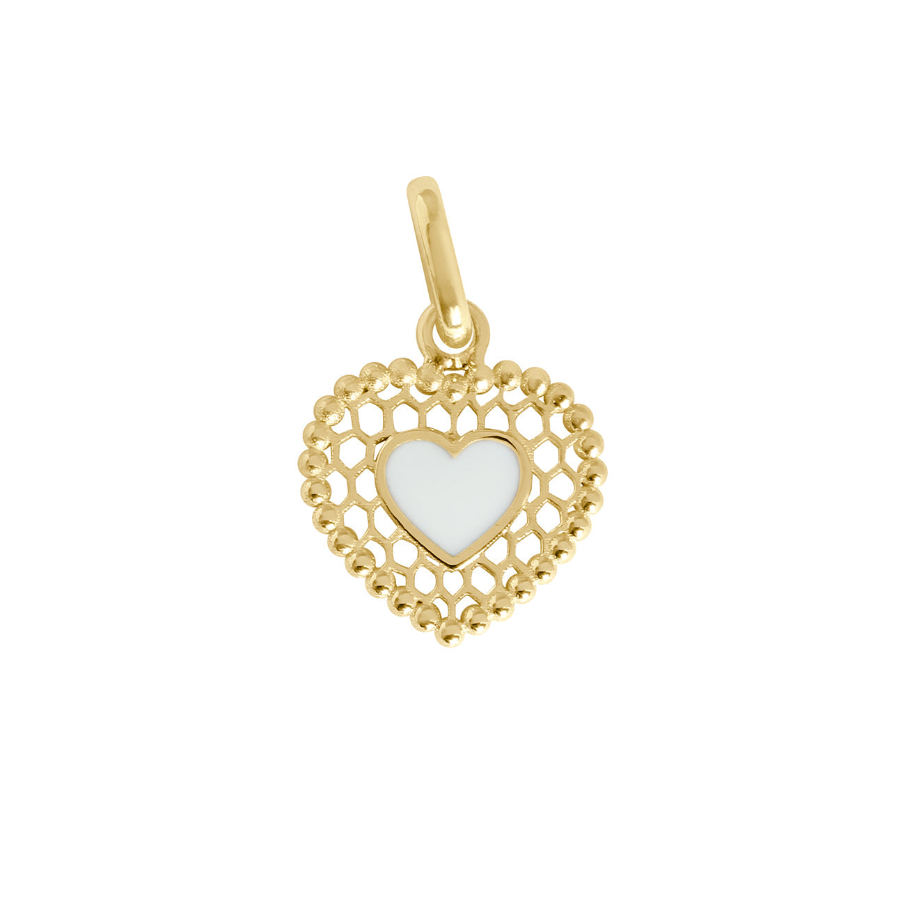 Gigi Clozeau - Pendentif Cœur Dentelle résine blanche , or jaune