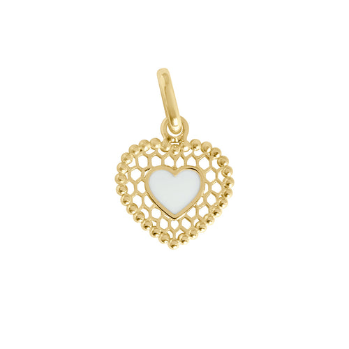 Gigi Clozeau - Pendentif Cœur Dentelle résine blanche , or jaune