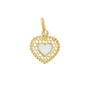 Gigi Clozeau - Pendentif Cœur Dentelle résine blanche , or jaune