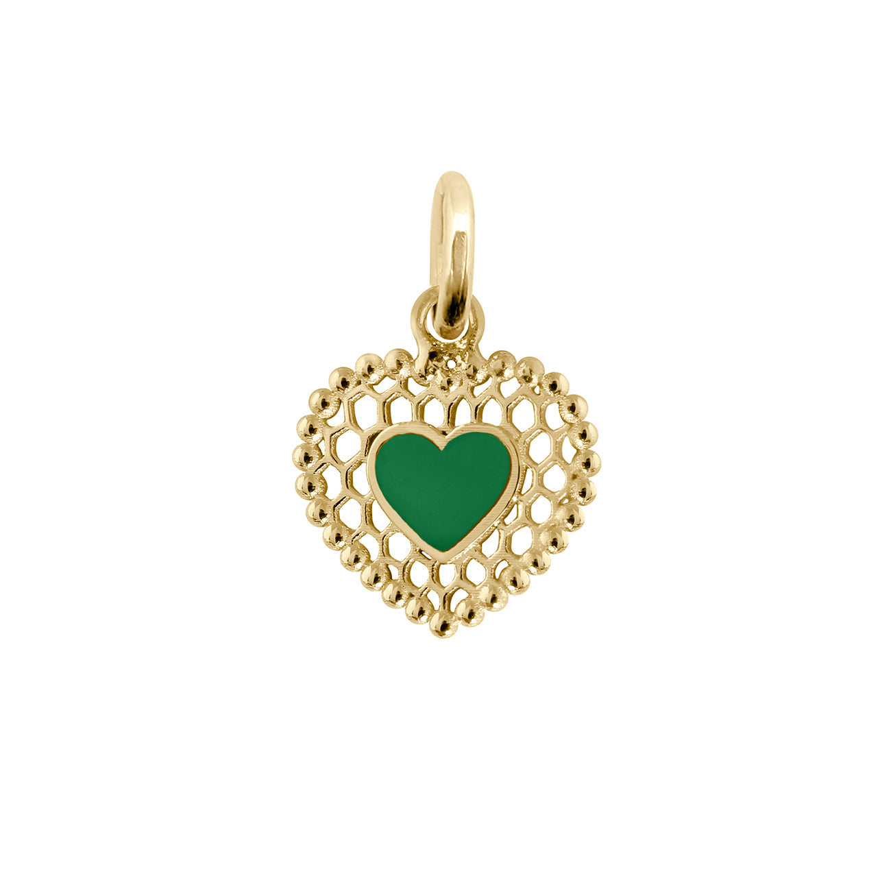 Gigi Clozeau - Pendentif Cœur Dentelle résine émeraude, or jaune
