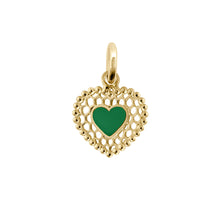 Gigi Clozeau - Pendentif Cœur Dentelle résine émeraude, or jaune