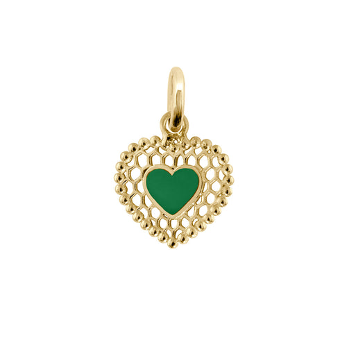 Gigi Clozeau - Pendentif Cœur Dentelle résine émeraude, or jaune