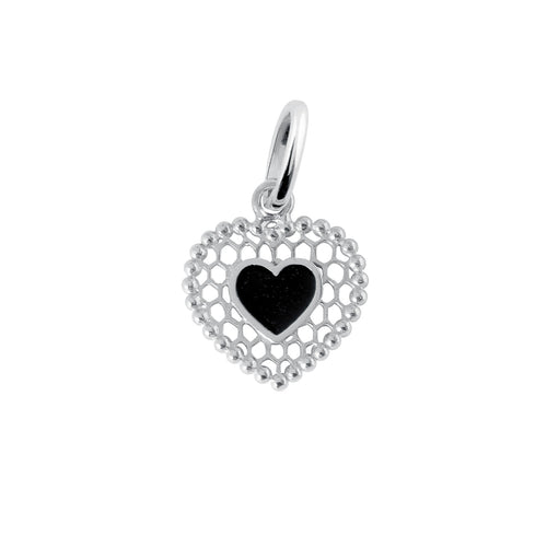 Gigi Clozeau - Pendentif Cœur Dentelle résine noire, or blanc