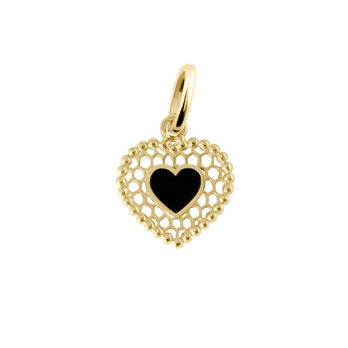 Gigi Clozeau - Pendentif Cœur Dentelle résine noire, or jaune