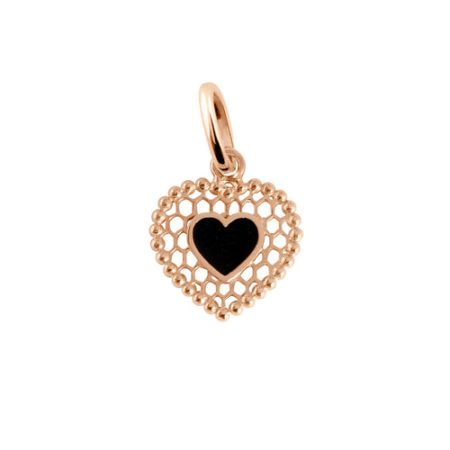 Gigi Clozeau - Pendentif Cœur Dentelle résine noire, or rose