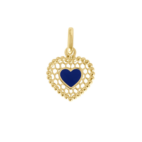 Gigi Clozeau - Pendentif Cœur Dentelle résine prusse, or jaune
