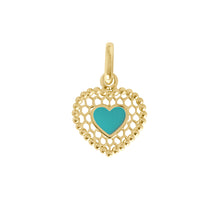 Gigi Clozeau - Pendentif Cœur Dentelle résine turquoise vert, or jaune