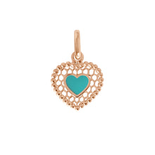 Gigi Clozeau - Pendentif Cœur Dentelle résine turquoise vert, or rose