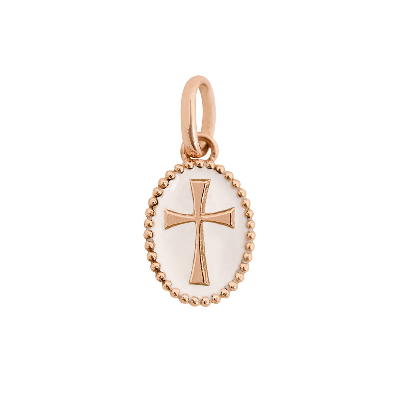 Gigi Clozeau - Pendentif Croix résine blanche, or rose