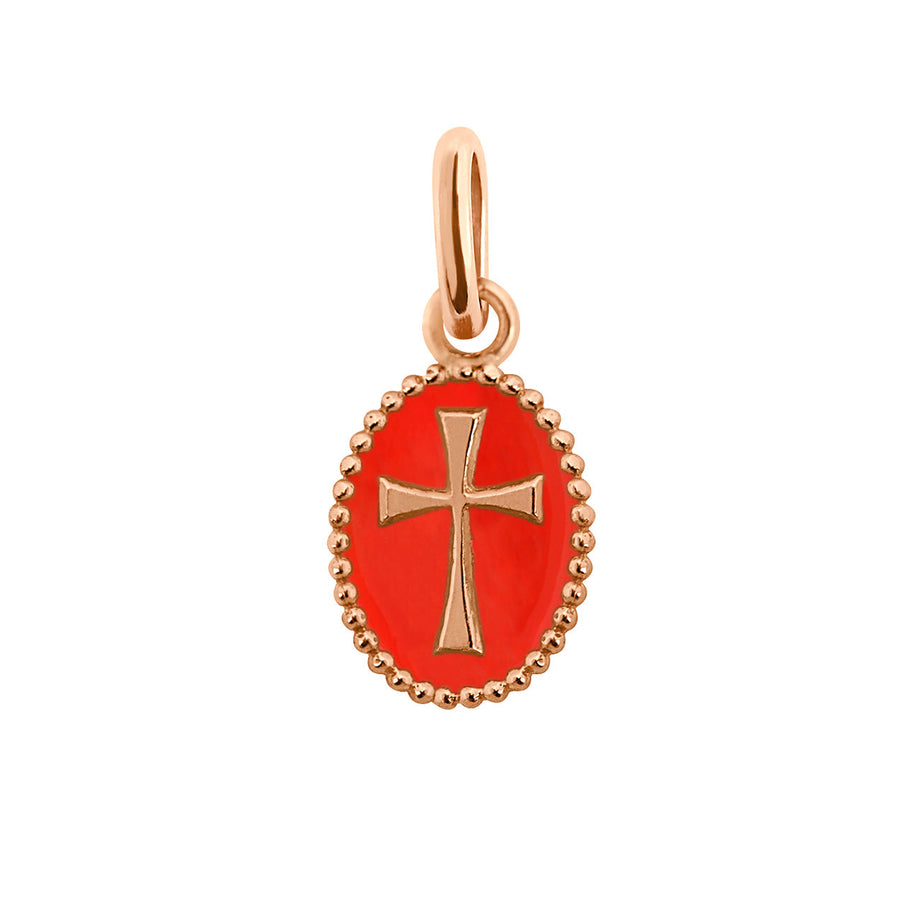 Gigi Clozeau - Pendentif Croix résine corail, or rose