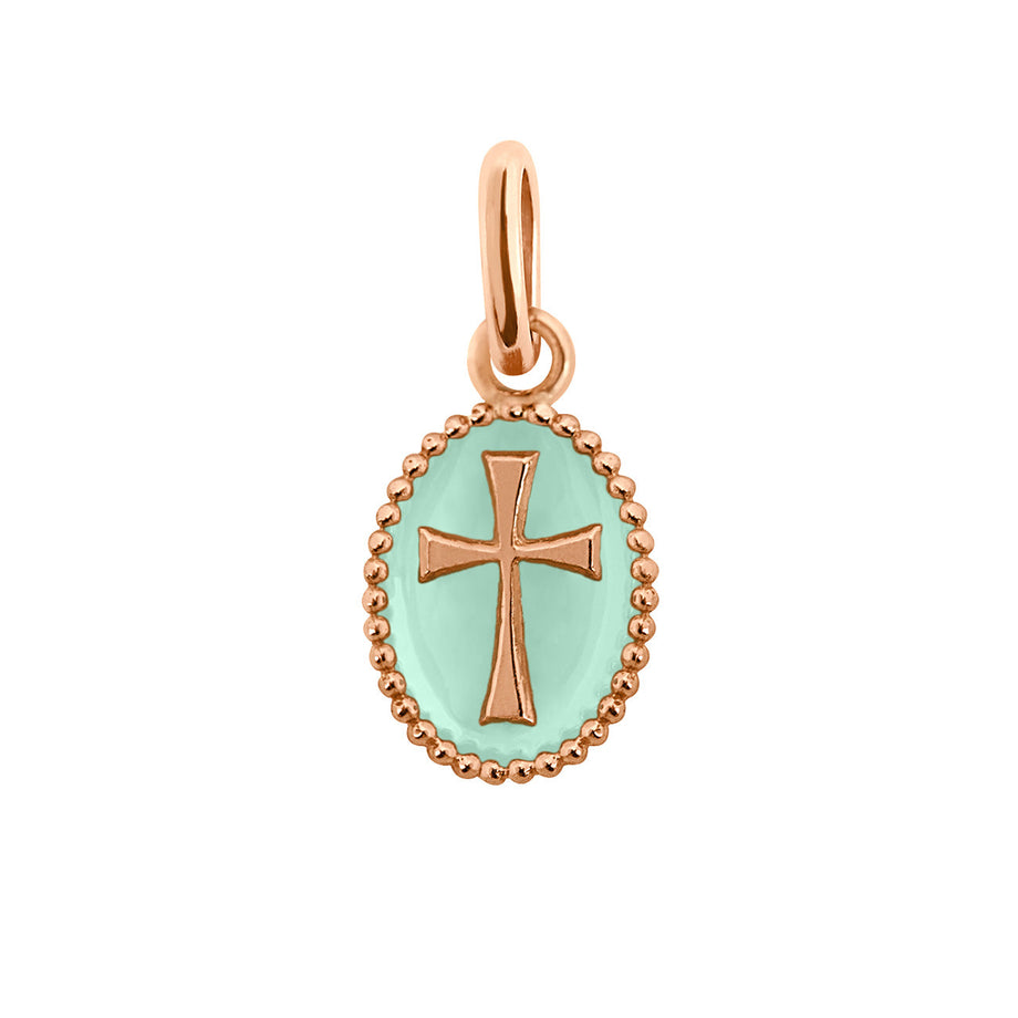 Gigi Clozeau - Pendentif Croix résine jade, or rose