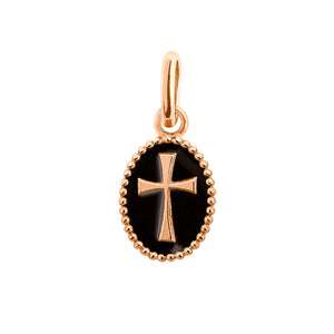 Gigi Clozeau - Pendentif Croix résine noire, or rose