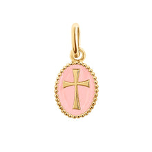 Gigi Clozeau - Pendentif Croix résine rose bébé, or jaune