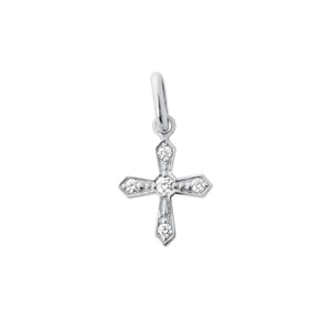 Gigi Clozeau - Pendentif Croix vintage, diamants, or blanc