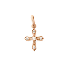 Gigi Clozeau - Pendentif Croix vintage, diamants, or rose