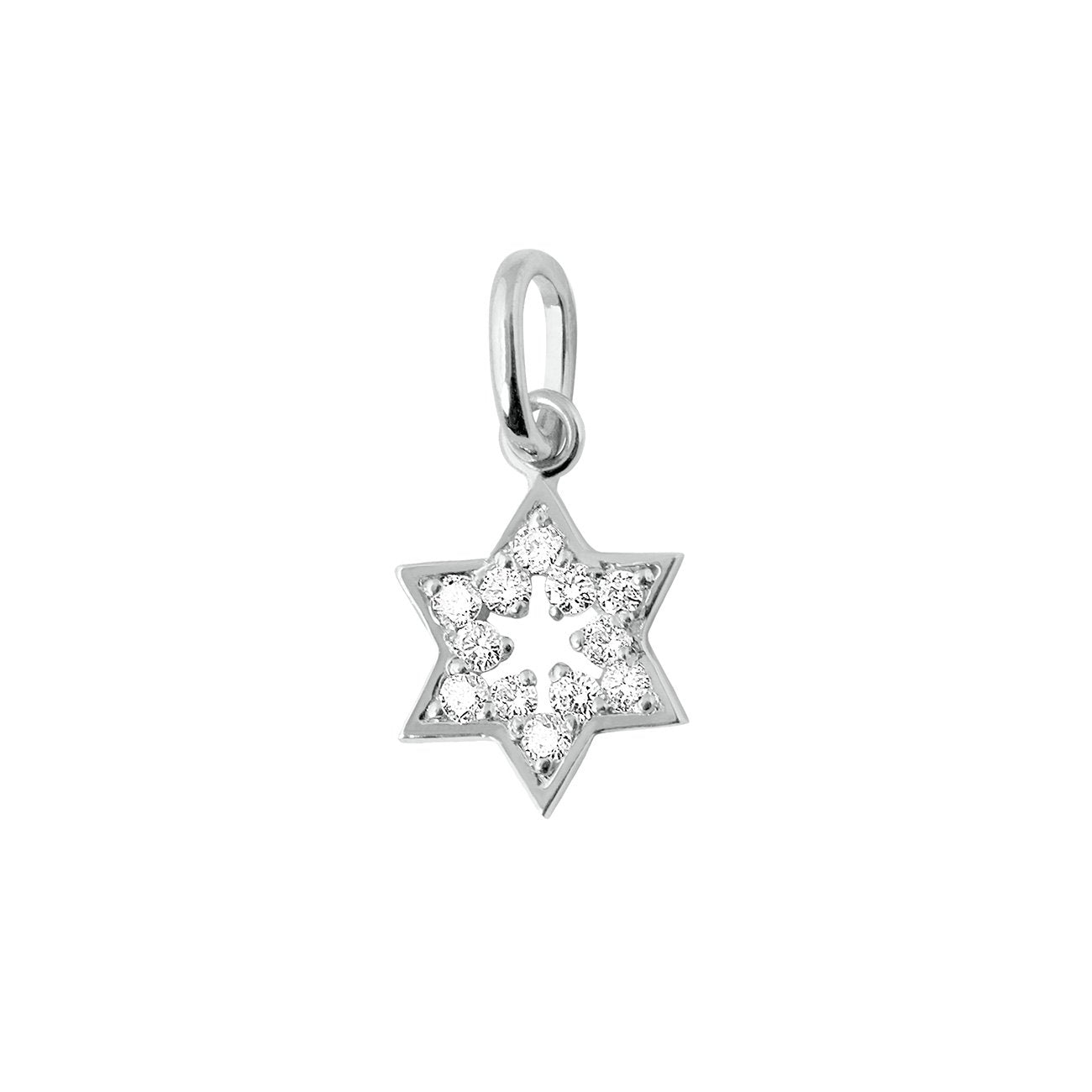 Pendentif Etoile De David En Or Blanc 18 Carats - Poids 0.69g, Taille 1.5cm, Occasion