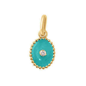 Gigi Clozeau - Pendentif Etoile du Nord résine turquoise vert, diamant, or jaune