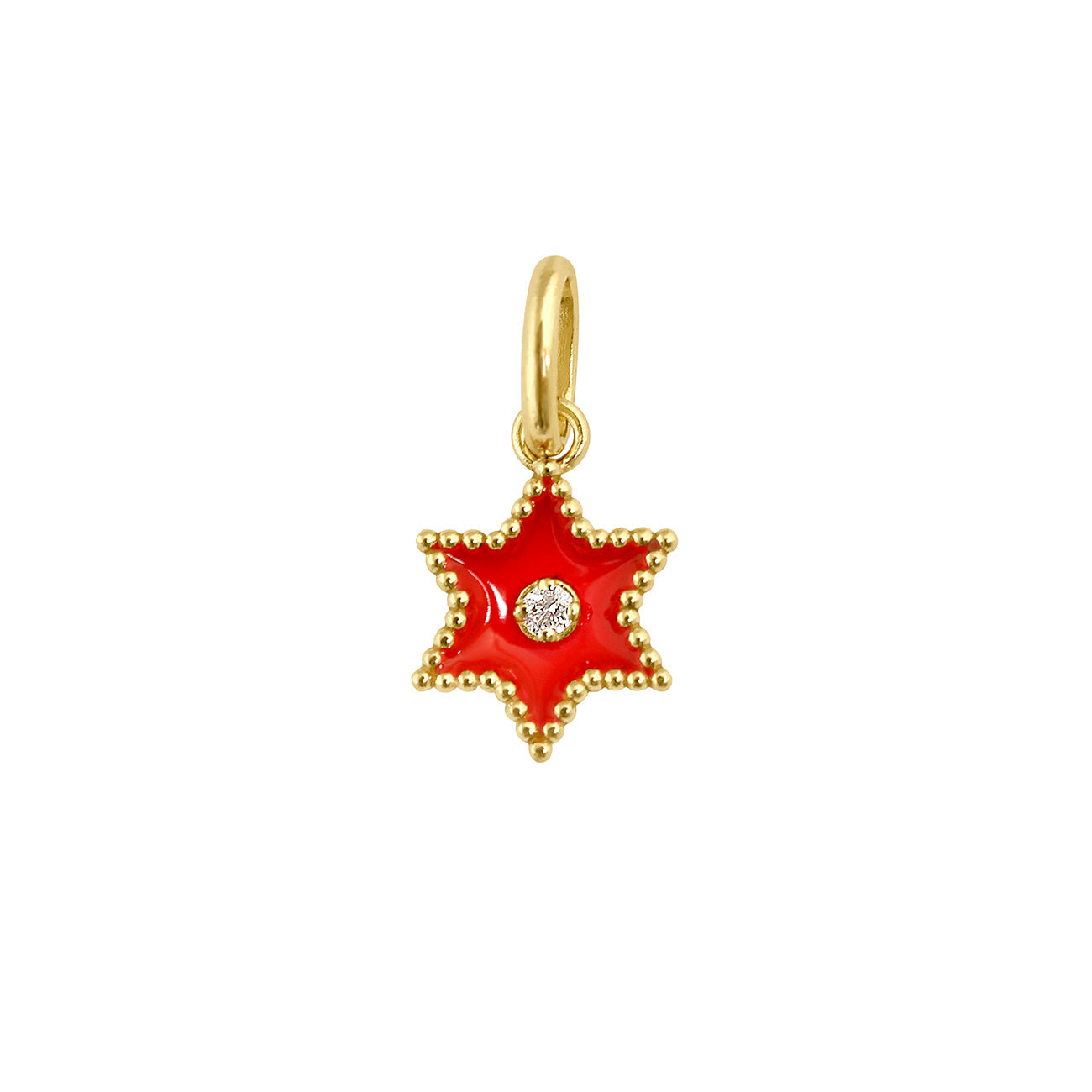 Gigi Clozeau - Pendentif Etoile Star résine corail, diamant, or jaune