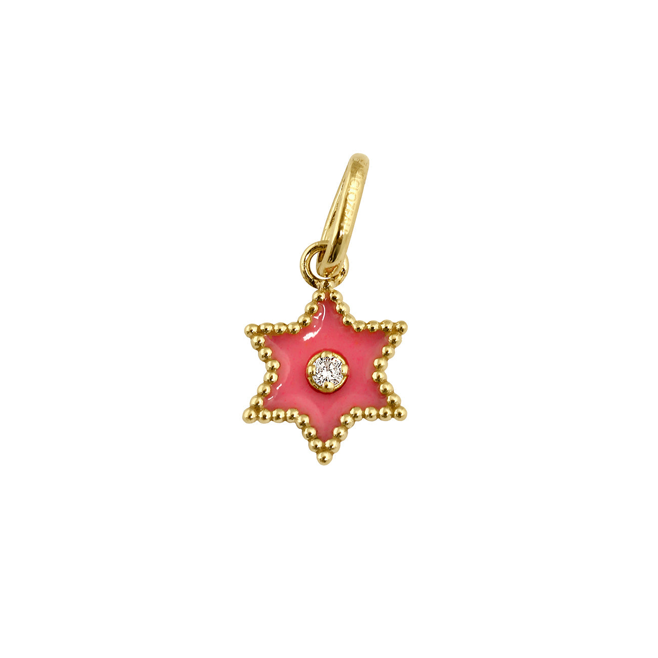 Gigi Clozeau - Pendentif Etoile Star résine rose fluo, diamant, or jaune