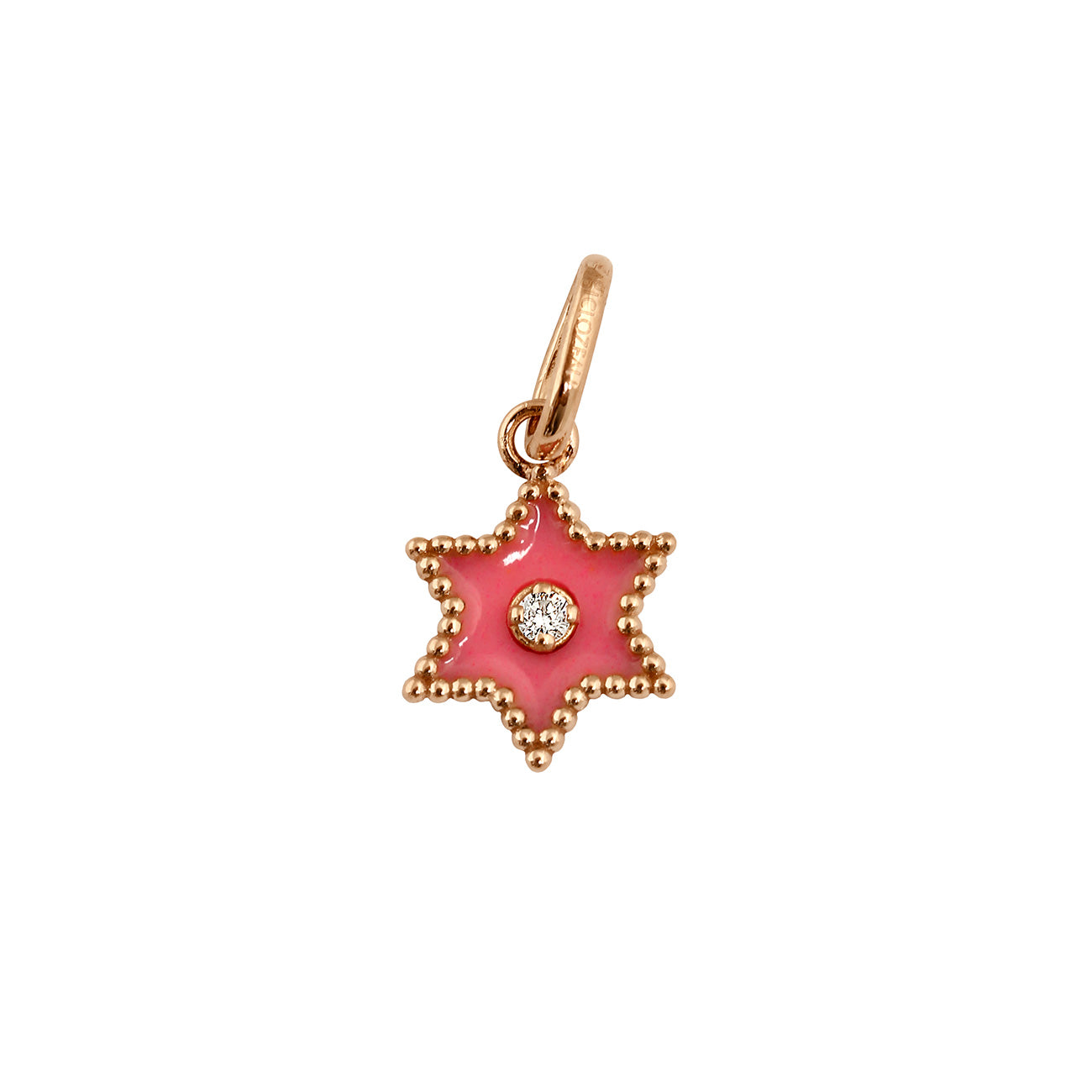 Gigi Clozeau - Pendentif Etoile Star résine rose fluo, diamant, or rose