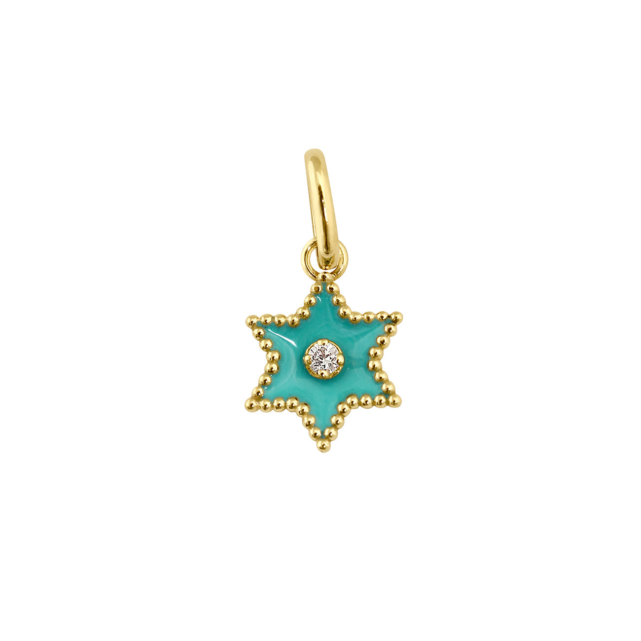 Gigi Clozeau - Pendentif Etoile Star résine turquoise vert, diamant, or jaune