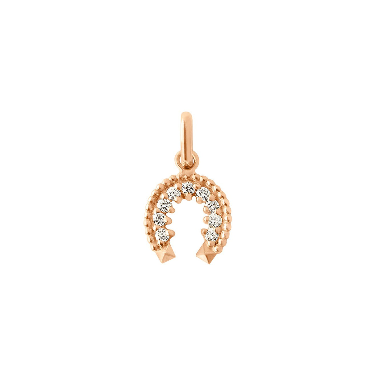 gigi clozeau Pendentif Fer à cheval diamants or rose