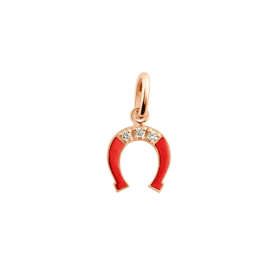 Gigi Clozeau - Pendentif Fer à cheval résine coquelicot, diamant, or rose