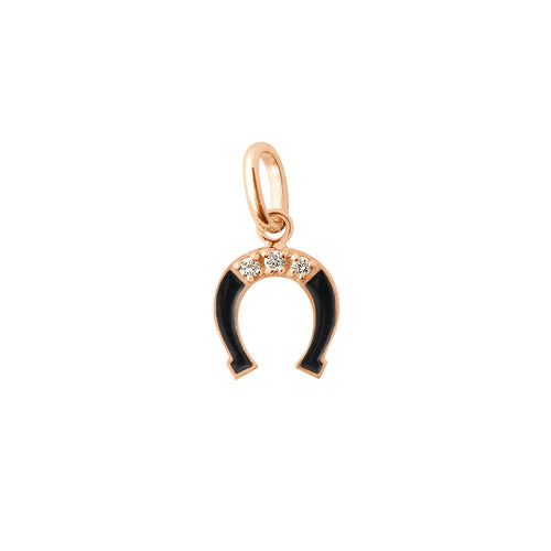 Gigi Clozeau - Pendentif Fer à cheval résine noire, diamant, or rose