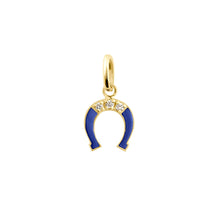 Gigi Clozeau - Pendentif Fer à cheval résine prusse, diamant, or jaune