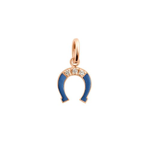 Gigi Clozeau - Pendentif Fer à cheval résine prusse, diamant, or rose