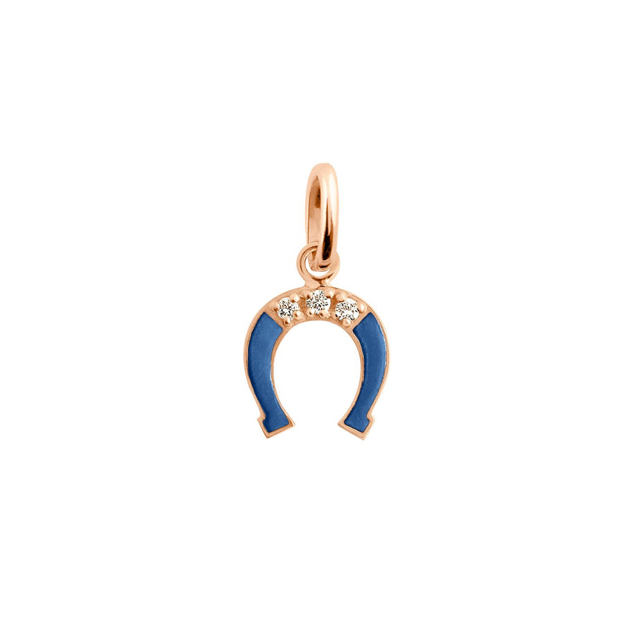 Gigi Clozeau - Pendentif Fer à cheval résine prusse, diamant, or rose