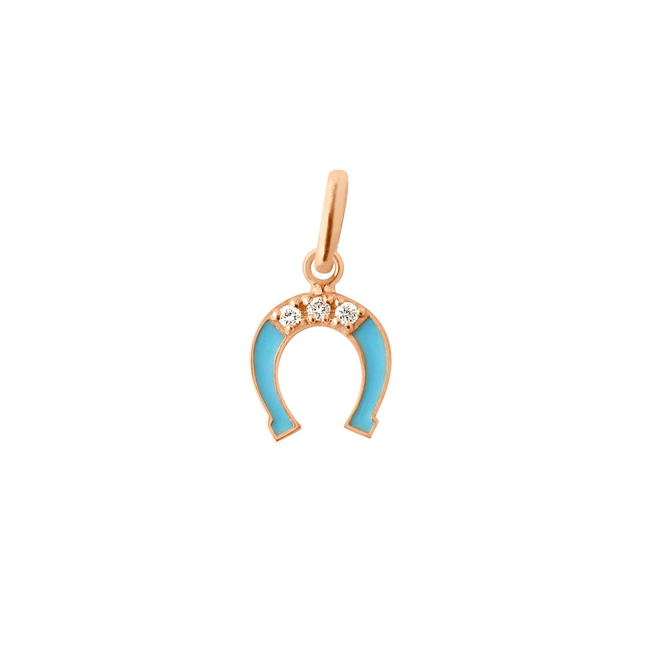 Gigi Clozeau - Pendentif Fer à cheval résine turquoise, diamant, or rose